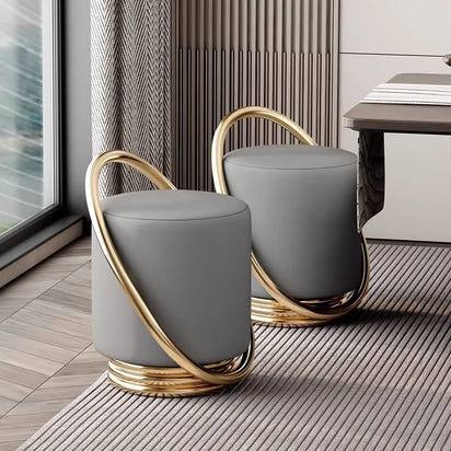 Dressing Table, Stool, Home Living Room Coffee Table, Simple Bedroom Makeup Sofa, Nordic Modern Light Luxury Round Dressing