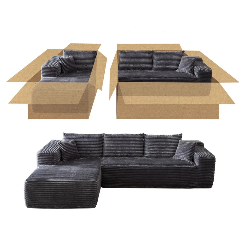 Modular L-Shape Combination Sofa Cloud Sofa with Reversible Lounge Chair