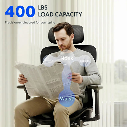 Premium Ergonomic Office Chair,3D Adjustable Armrests,Dynamic Lumbar Support,Recline Tilt & Footrest, Custom
