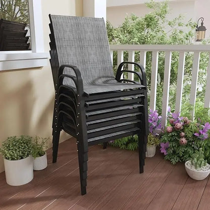 Patio Chairs Set of 6, Outdoor Dining Chairs with All Weather Lightweight Textilene, Lawn Chairs 300Lbs Capacity for Backyard De