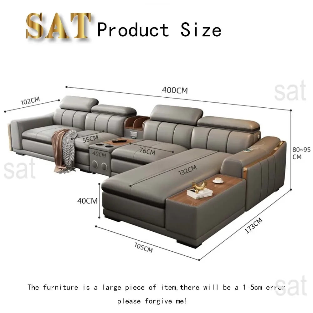 A Modern Sectional Leather Luxury Sofa Set Modular Furniture Home Multifunctional Living Room L Shape Corner Sofa