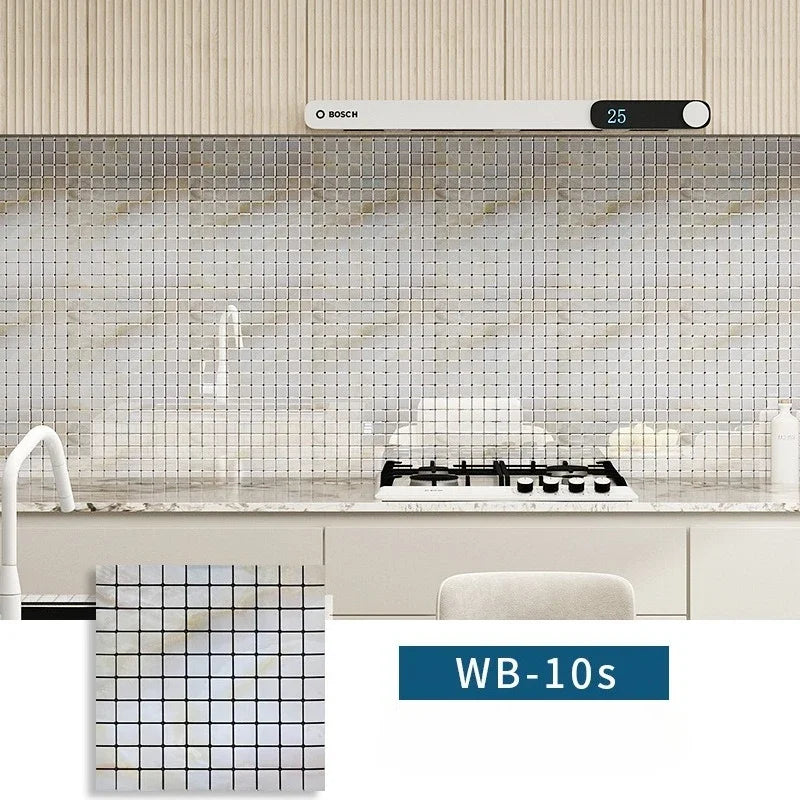 Self-adhesive Metal Mosaic Tiles Aluminum Composite Backsplash Gold Windmill Mosaic Glass Self-adhesive Kitchen Wall Decoration.