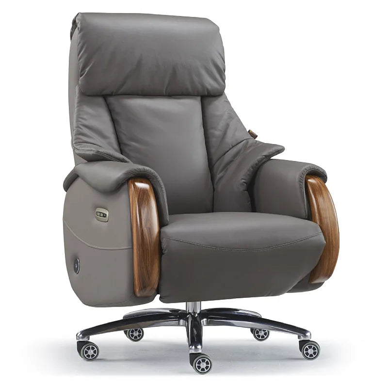 Customized leather reclining home office executive chair comfortable sedentary and not tired electric boss chair