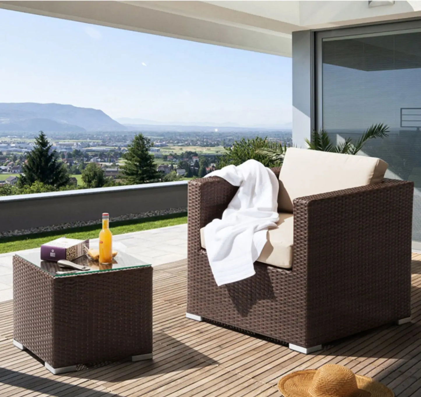 Outdoor Coffee Table Garden Sofas Combination Leisure Nordic Lawn Garden Sofas Simple Pe Rattan Furniture Sofá Jardín MHHYSF