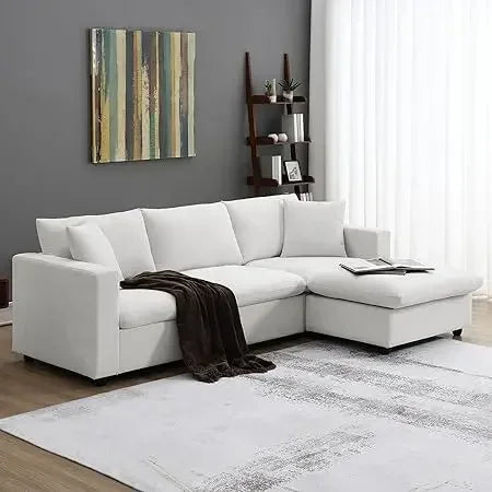 #For L-Shaped Modular Sectional Sofa, 3-Seater Comfy Cloud Couch with Ottoman/Chaise & 5 Pillows for Living Room Bedroom&