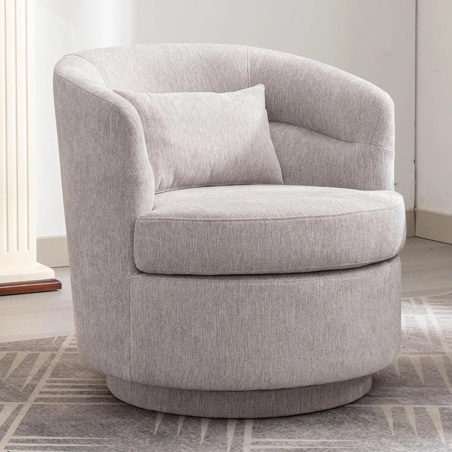 360° Swivel Barrel Chair Set 2 Comfy Upholstered Armchair with Pillow Living Room Bedroom Reading, Customized