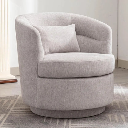 360° Swivel Barrel Chair Set 2 Comfy Upholstered Armchair with Pillow Living Room Bedroom Reading, Customized