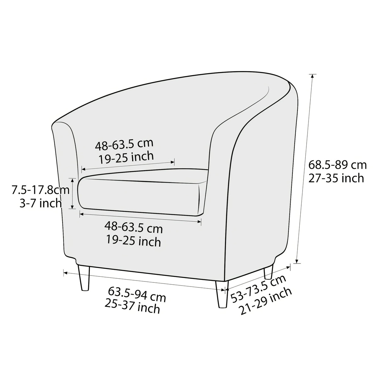 2pc/set Plush Club Chair Slipcover Stretch Elastic Chair Covers Solid Color Tub Chair Slipcovers Spandex Armchair Sofa Cover