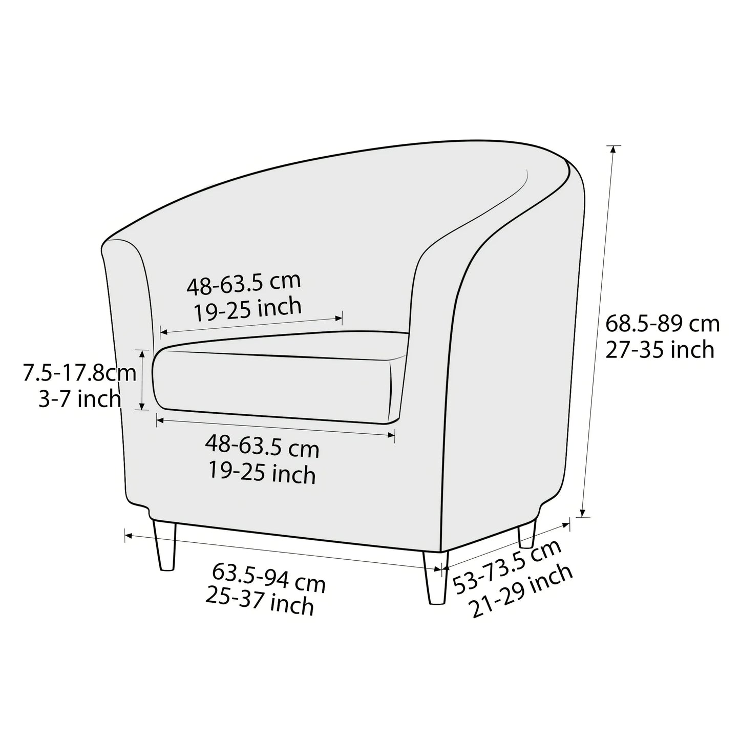 2pc/set Plush Club Chair Slipcover Stretch Elastic Chair Covers Solid Color Tub Chair Slipcovers Spandex Armchair Sofa Cover