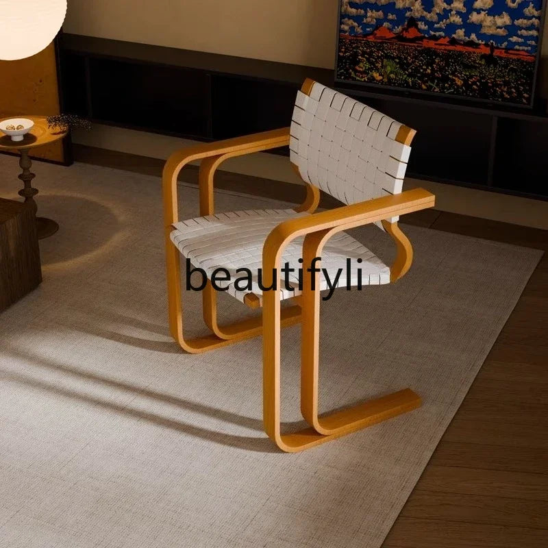 X Woven Vintage Solid Wood Retro Dining Chair Armchair New High-End