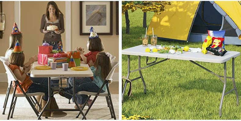 Portable Folding Dining Table Rectangular Long Lightweight Easy Assembly Outdoor Indoor Market Stall Study Desk Furniture