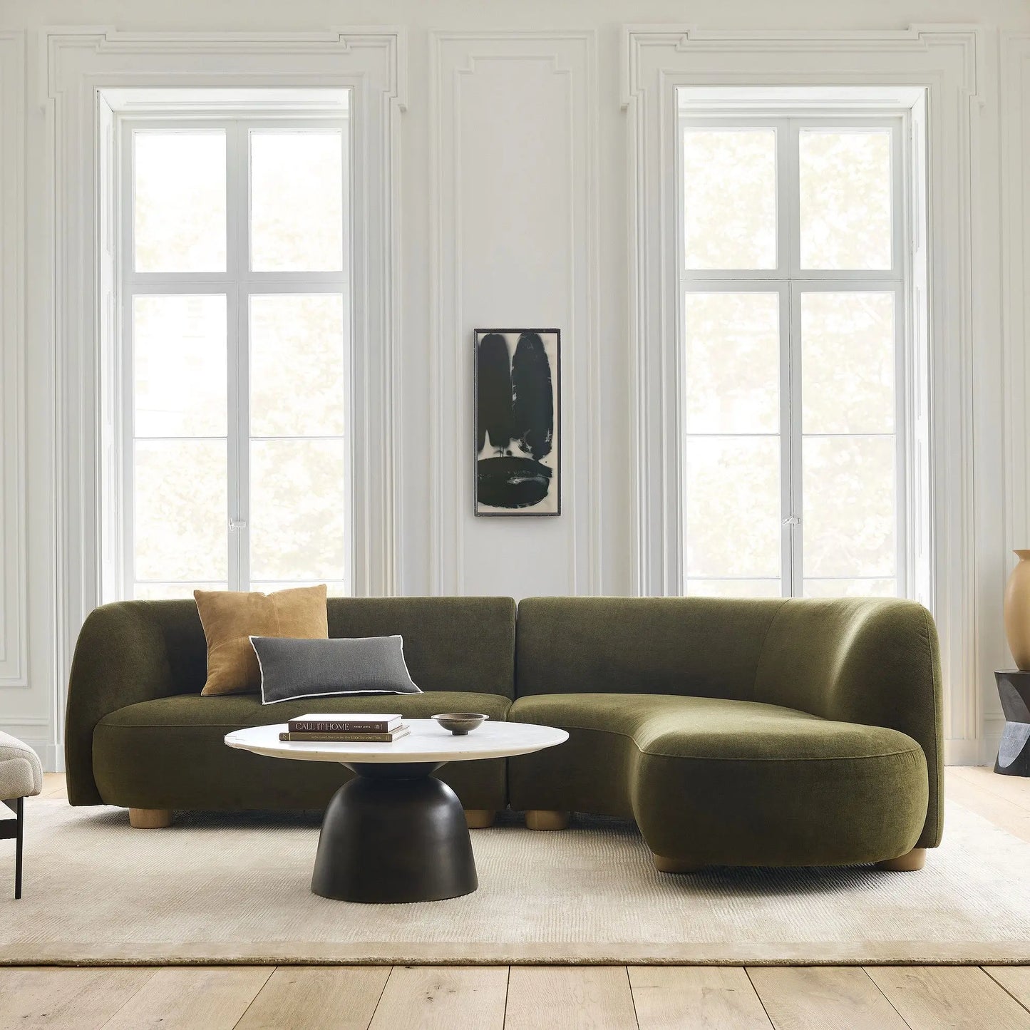 Nordic simple curved fabric lamb wool sofa Italian light luxury creative living room corner sofa