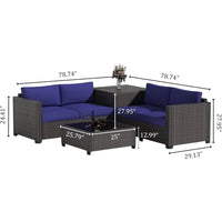 6 Piece Wicker Patio Furniture Set, Sectional Sofa with Glass Coffee Table & Large Storage Box, Loveseat Couch, Outdoor