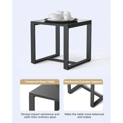 Outdoor Patio Furniture Set Rocking Bistro Set Outdoor Rattan Conversation with Coffee Table for Garden Balcony Backyard