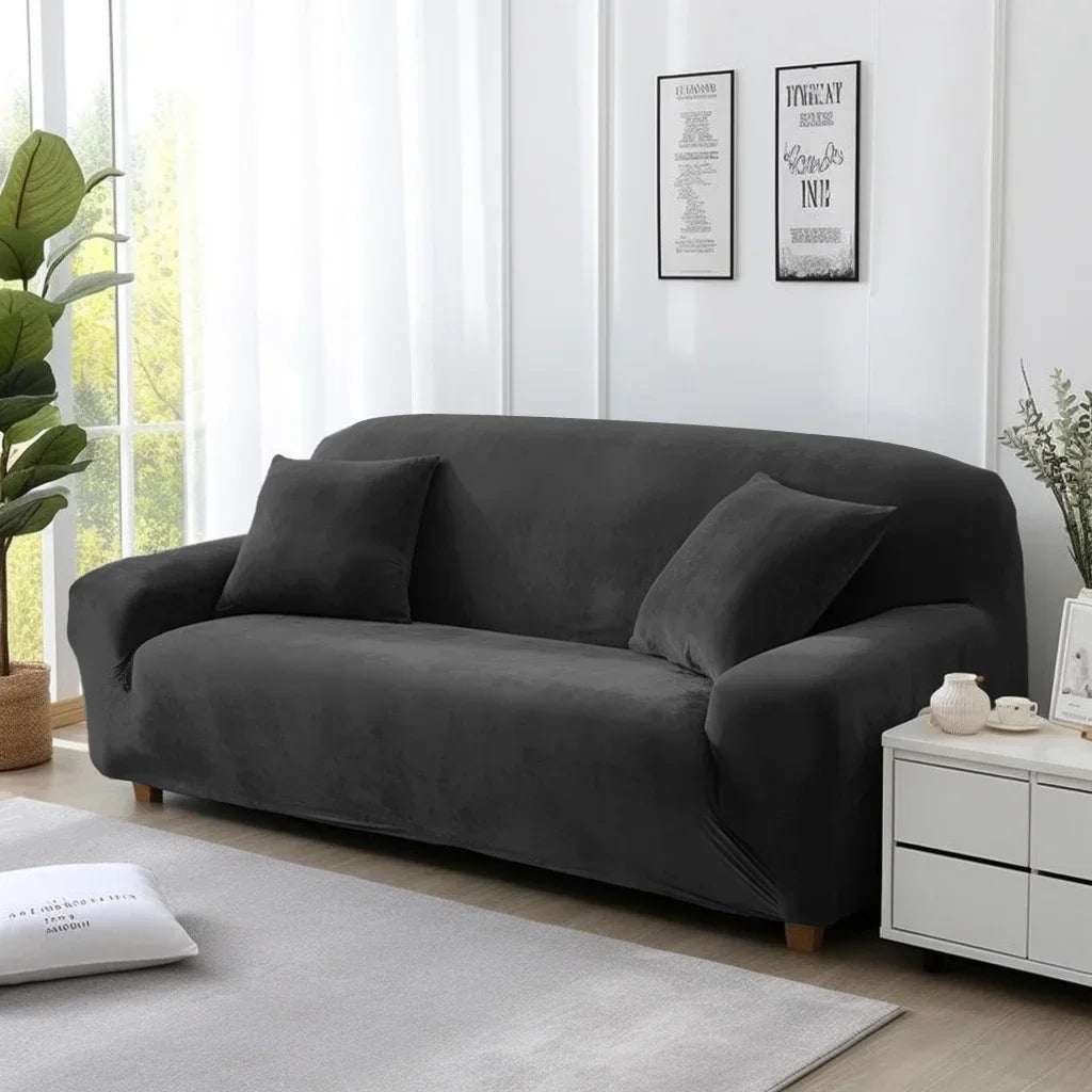 Velvet Sofa Cover Elastic Thick L Shaped Corner Sofa Cover for Living Room 1/2/3/4 Seater Stretch Cover for Sofa Couch Armchair