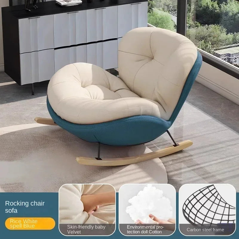 Cozy Snail Wooden Rocking Chair for Balcony and Living Room Lazy Large Rocking Sofa Chair for Leisure Time in Living Room