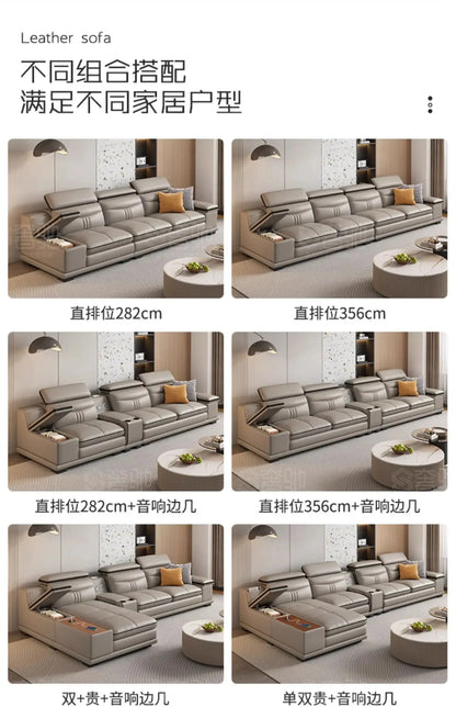 Cozy Genuine Leather Sofas Fancy Living Room Reclining Italian Sofa Modern Luxury Divani Da Soggiorno Apartment Furniture