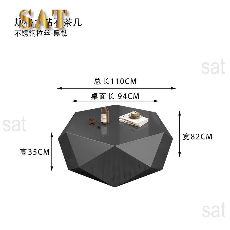 Z Living Room Home Designer Style Light Luxurymodern Minimalist Irregular Stainless Steel Diamond Coffee Table Mesa Auxiliar Roo