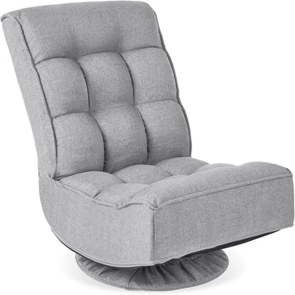 Reclining Folding Floor Gaming Chair for Home,Office,Lounging,Reading w/360-Degree Swivel,4 Adjustable Positions,Tufted Cushions