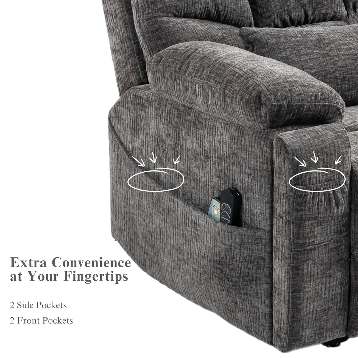 Dual Motor Power Lift Recliner for Elderly Adults with Heat Massage Lay Flat Feature Wireless Remote Cup Holder Customizable