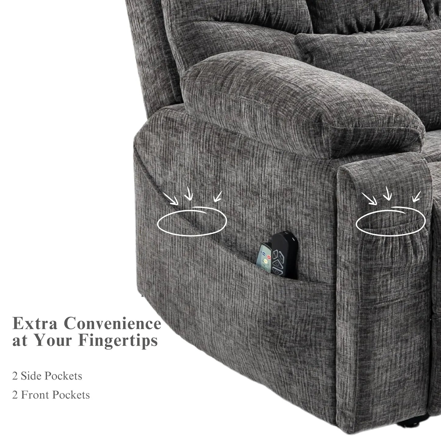 Dual Motor Power Lift Recliner for Elderly Adults with Heat Massage Lay Flat Feature Wireless Remote Cup Holder Customizable
