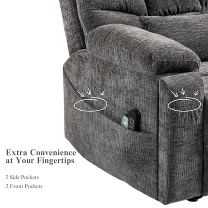 Dual Motor Power Lift Recliner for Elderly Adults with Heat Massage Lay Flat Feature Wireless Remote Cup Holder Customizable