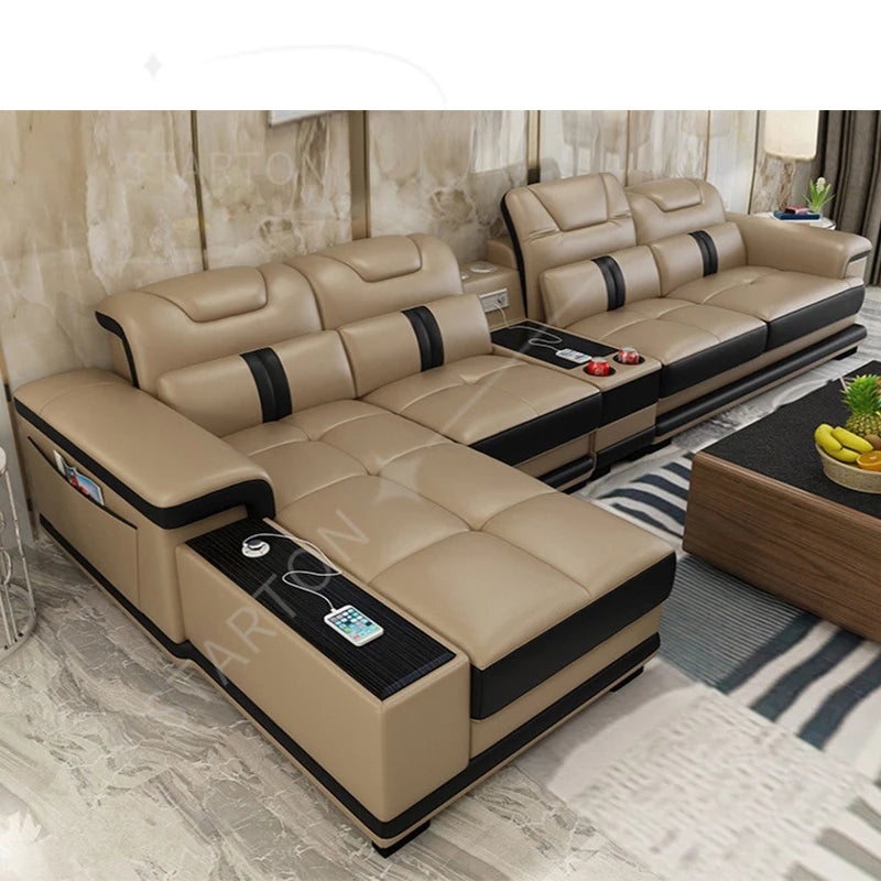 Modern White L Shape Sectional Couch Living Room Sofa Set Furniture Home Decor Corner Luxury Modular Leather Sofa