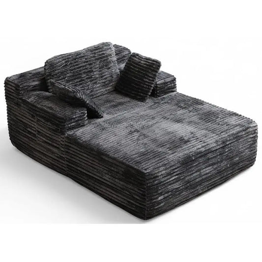 Sofa Bed with Side Pocket, 67 Oversized Corduroy Couch, Reading Chaise Lounge, Deep Seat Boneless Couches for Living Room, No A