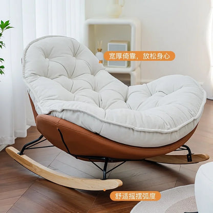 ！@!@Recliner Comfortable Thickened Wood Penguin Rocking Chair Living Room Bedroom Balcony Home Leisure Lazy Sofa Style for Singl