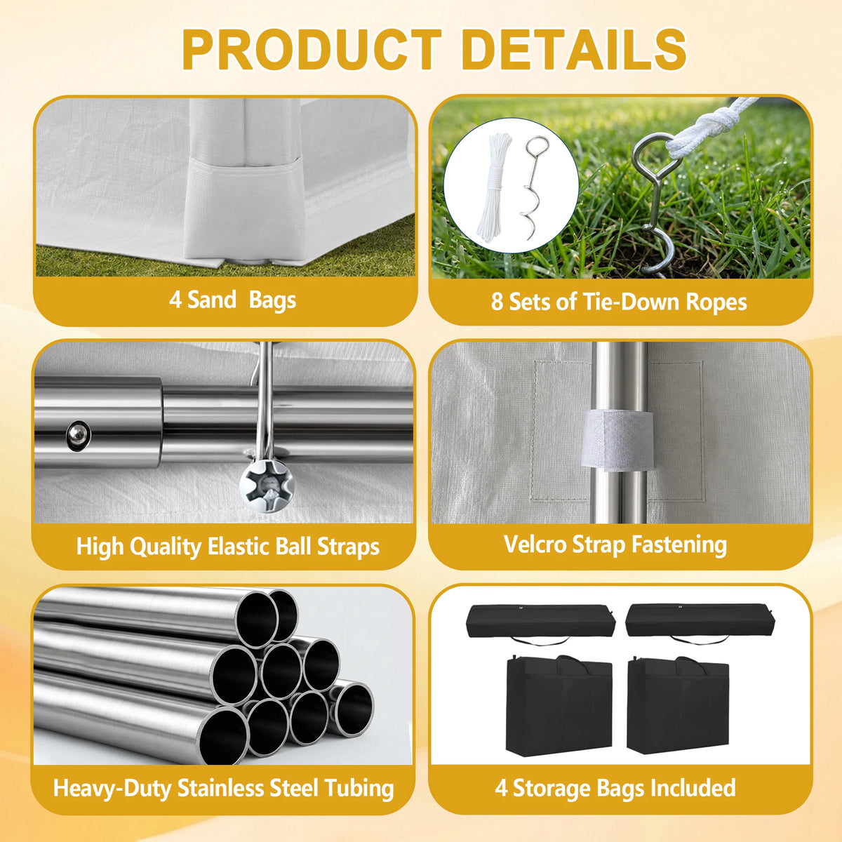 20x50FT Heavy Duty Party Tent Waterproof Wedding Canopy Tent Transparent Windows Double Doors Steel Frame For Outdoor Event Market Carport