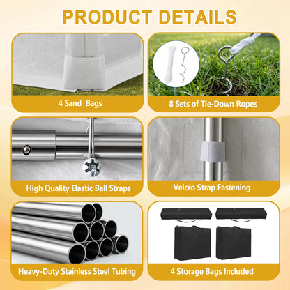 20x50FT Heavy Duty Party Tent Waterproof Wedding Canopy Tent Transparent Windows Double Doors Steel Frame For Outdoor Event Market Carport