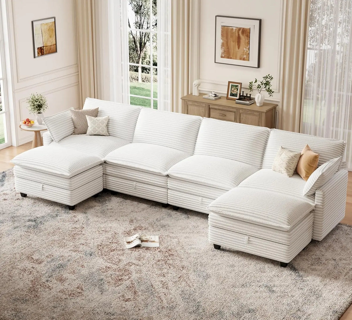 Modular Sectional U Shaped Sofa Couches with Storage Ottoman, Cloud Couch for Living Room, Comfy Sofa with Pillow,, Customized