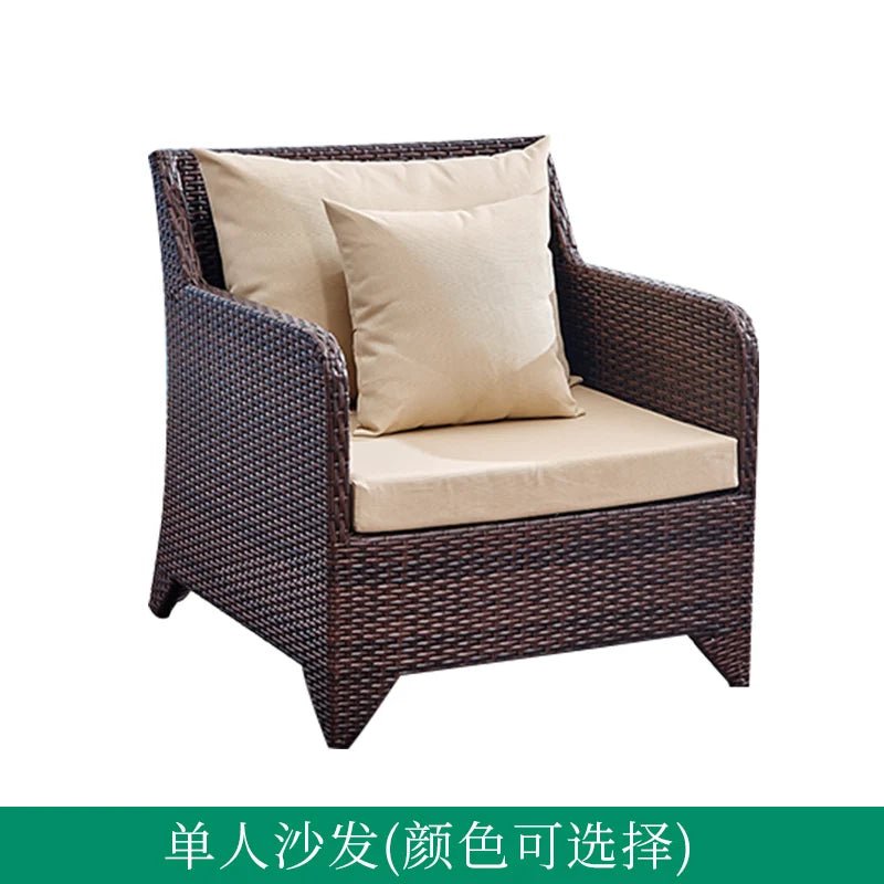Outdoor Combination Garden Sofas Modern Courtyard Nordic Villa Garden Sofas Open-air Plastic Rattan Furniture Sofá Jardín MHHYSF