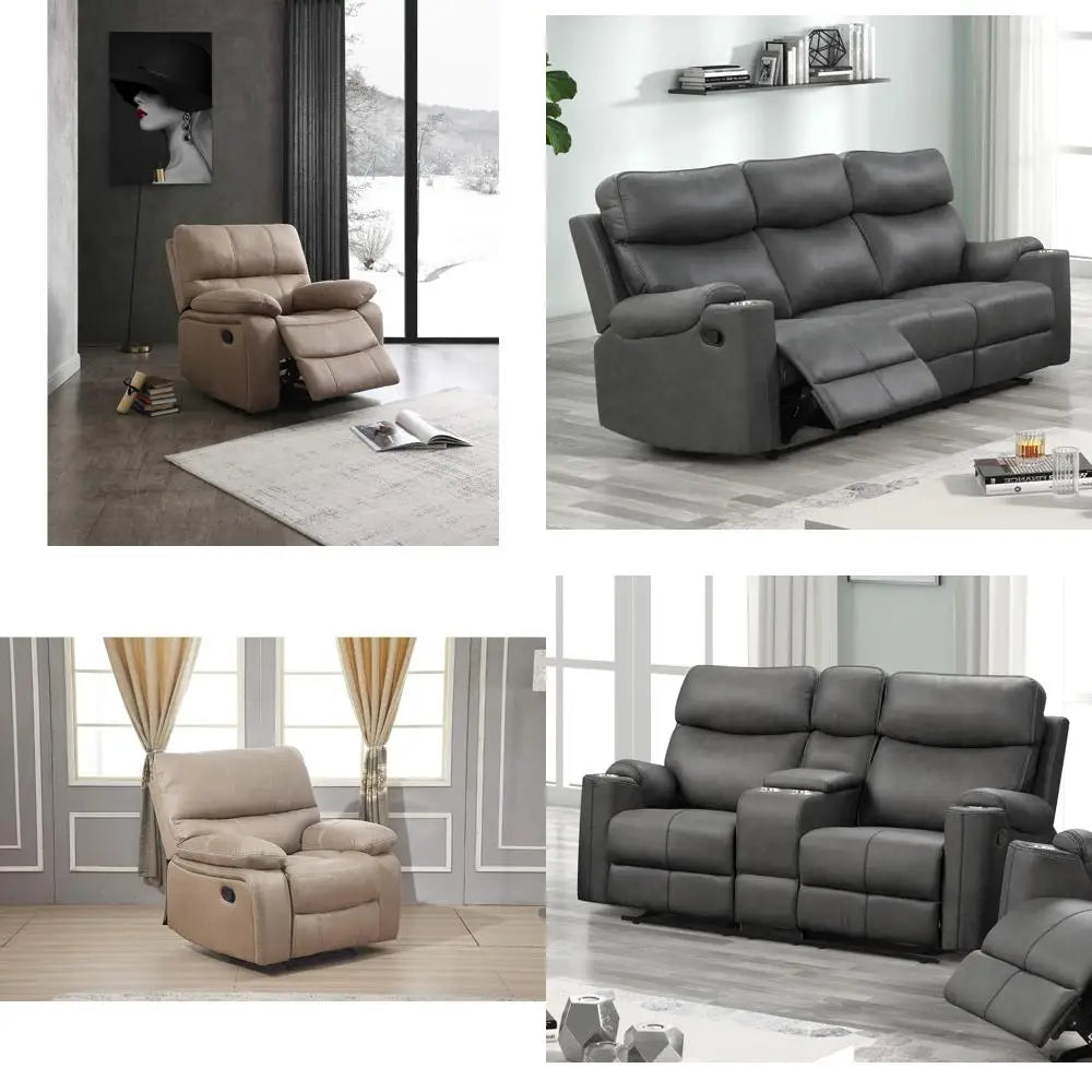 taupe microfiber reclining sofa and couch set for living room 8007
