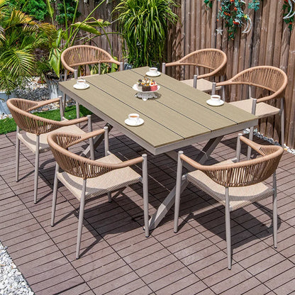 Outdoor table and chair courtyard villa leisure open-air balcony rattan chair Internet celebrity waterproof sunscreen garden