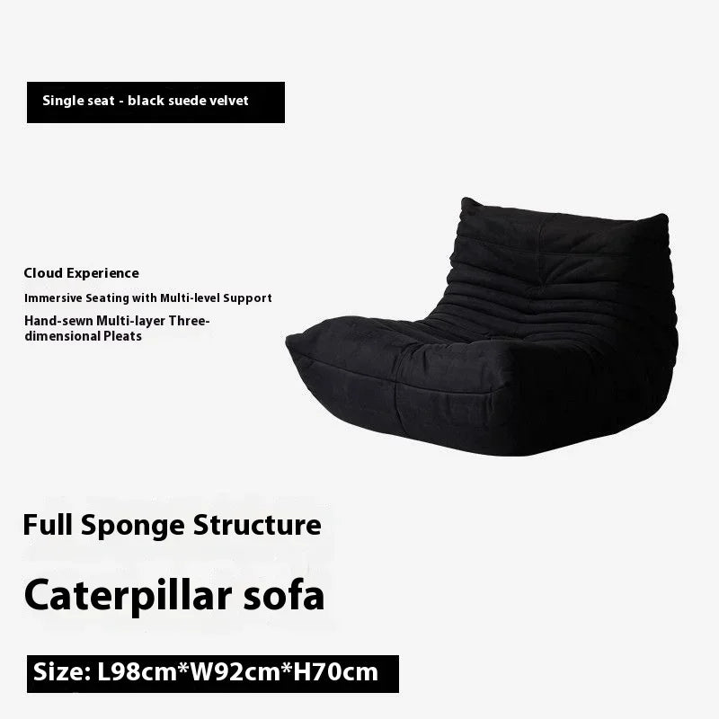 Original Caterpillar Lazy Sofa Chair Single Seat Floor Recliner Small Couch for Bedroom Living Room Balcony Minimalist Lounge
