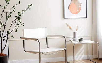 Stainless Steel Dining Chairs Modern Simple Restaurant Chair Living Room Portable Leather Armchair Home Decoration Furniture
