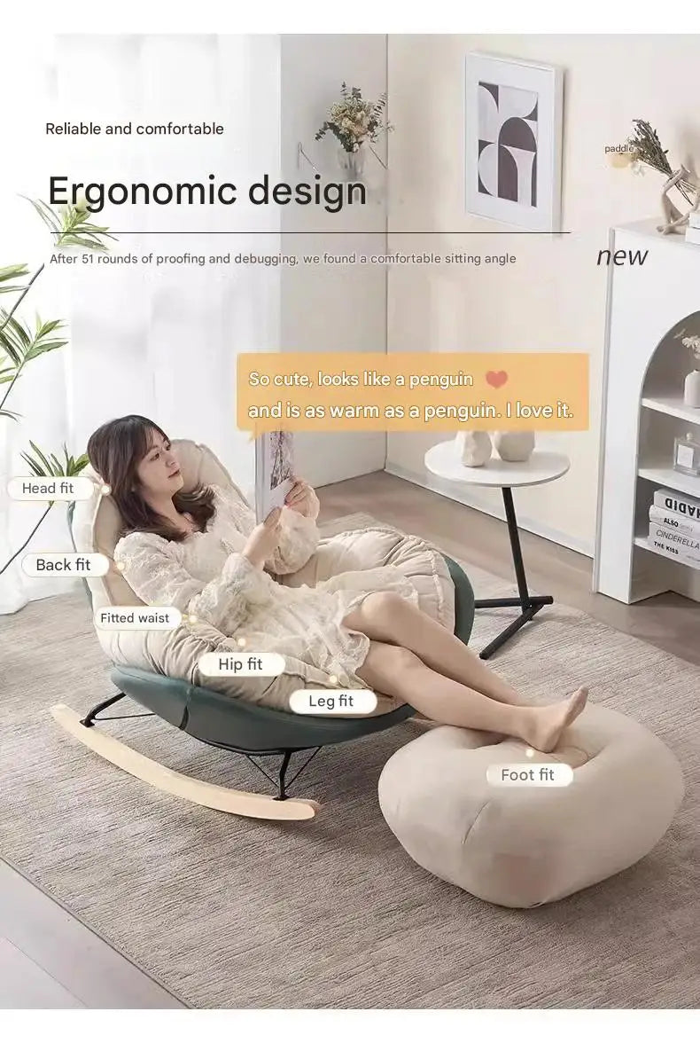 Thickened Penguin Rocking Chair Balcony Sofa Home Bedroom Leisure Chair Wide
