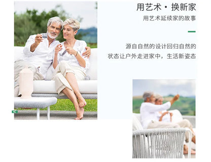 Outdoor leisure rattan sofa outdoor open-air garden courtyard waterproof and sunscreen leisure hotel bed and breakfast terrace c