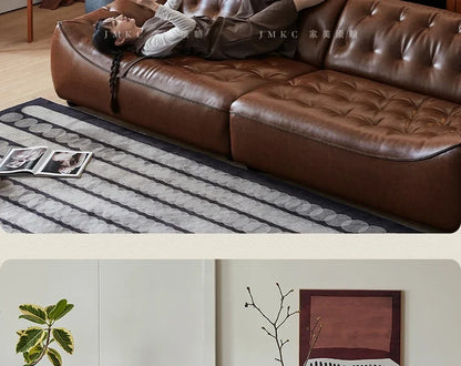 The original bean bag sofa, American retro style, oil wax leather, large sitting, deep, second-hand, first-hand leather, cowhide