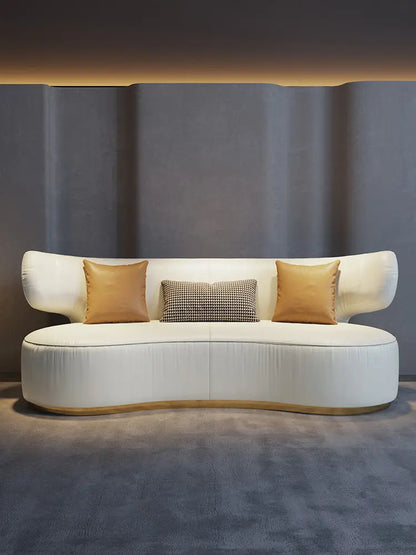 Light luxury first-layer cowhide curved sofa small apartment living room