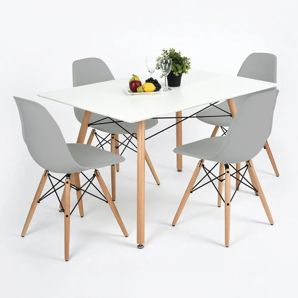 Furmax Modern Style Dining Chair Mid Century Modern DSW Chair, Shell Lounge Plastic Chair for Kitchen Chairs Set of 4(White)