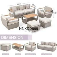 Patio Furniture Set, Outdoor Sectional Conversation Rattan Sofa with Ottoman and Storage Table Garden Sofas