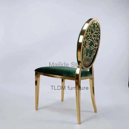 Luxury stainless steel dining chairs, modern home furniture, simple metal back chairs, kitchen fabric dining chairs