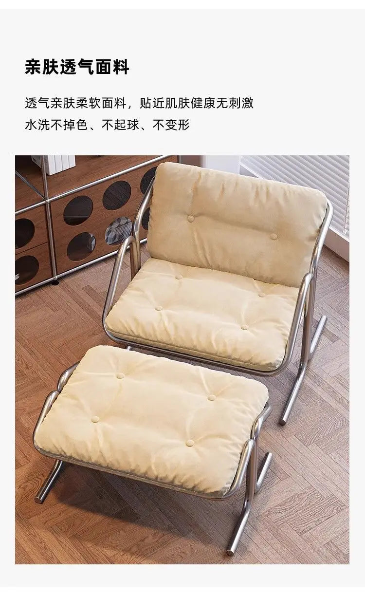 Wabi Sabi Bauhaus Lounge Chair Stainless Steel Frame Designer Minimalist Daybed for Living Room and Patio Relaxation
