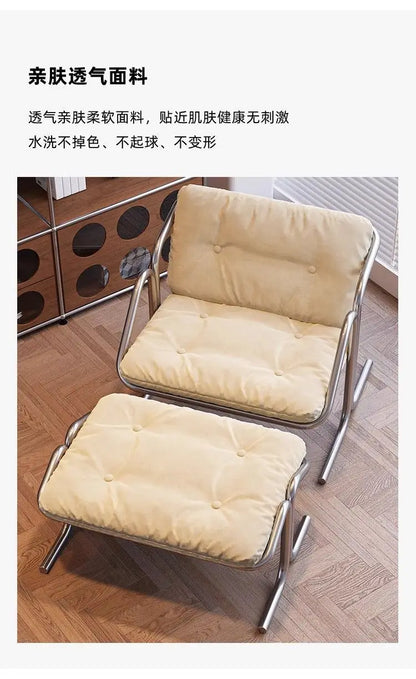 Wabi Sabi Bauhaus Lounge Chair Stainless Steel Frame Designer Minimalist Daybed for Living Room and Patio Relaxation