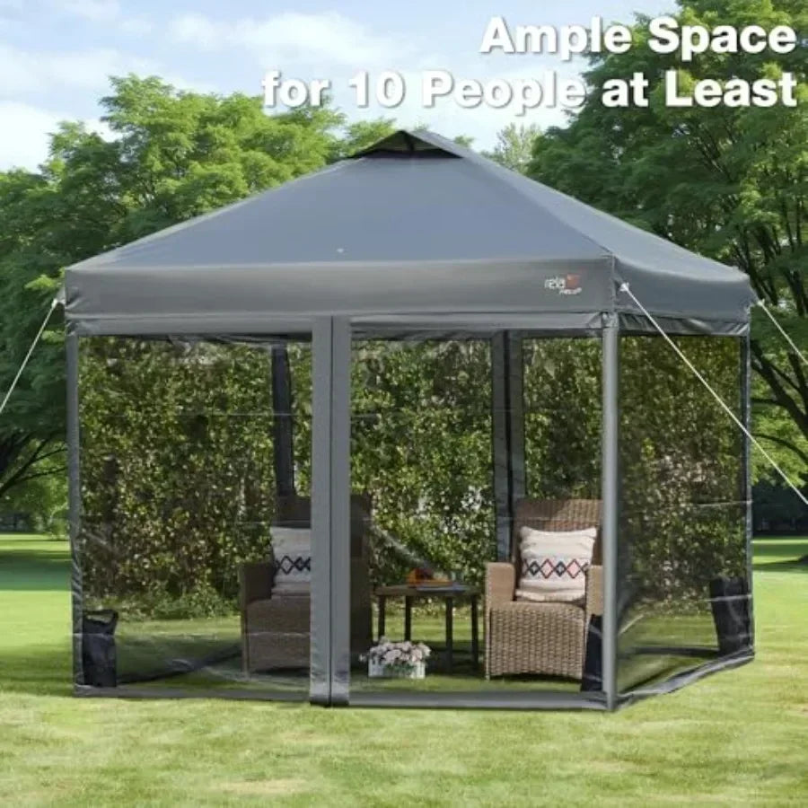 10x10 Pop Up  Tent with Mosquito Netting Outdoor Portable Sn Tent for Yard Party Camping and Picnic 3 Height Positions Patio Ga