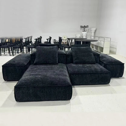 Black Chenille Fabric Sectional Living Room Module Sofas Set Sectional Floor Sofa Couch