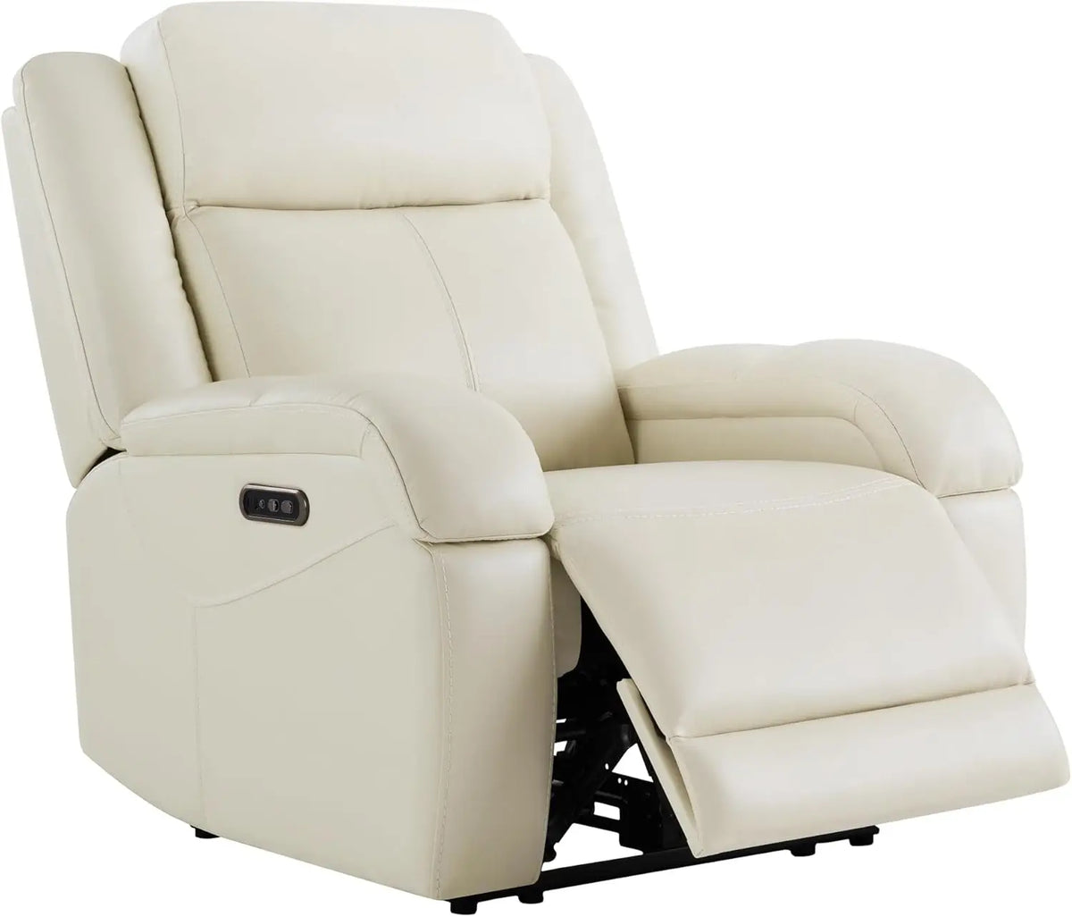 Genuine Leather Power Recliner Chairs for Adults, Wall Hugger RV Recliner with Power Headrest & Charging Ports,