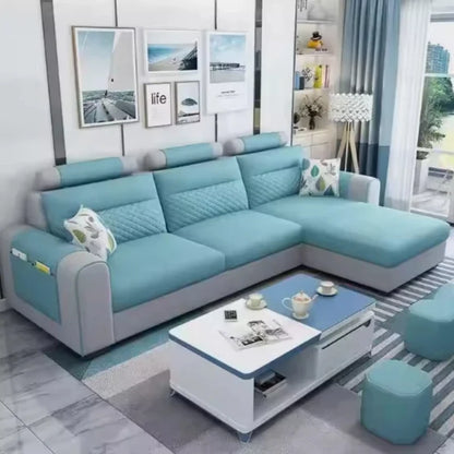 Newest Design Cloth Art Sofa Small Family Sitting Room Furniture Removable and Washable Corner Three Seat Fabric